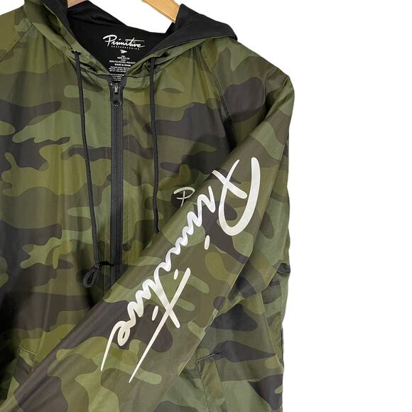 Primitive Men's Script Camo Hooded Full Zip Windbreaker Jacket Green Size Small - Picture 4 of 8